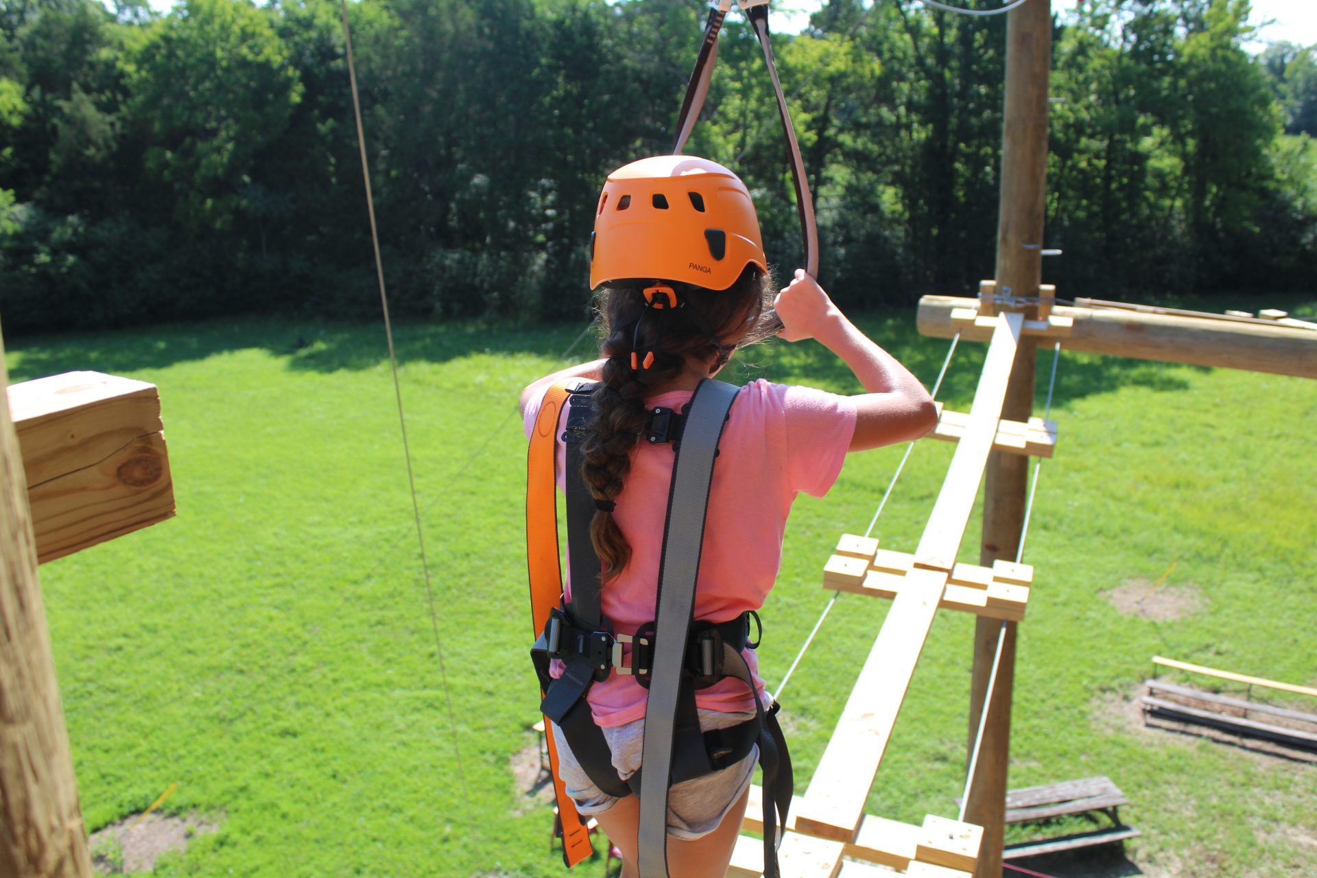  girl on adventure tower/high ropes course 