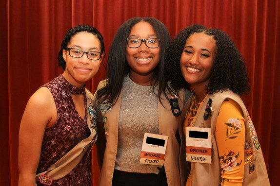 Girl Scouts at award ceremony